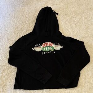 FRIENDS Black Hoodie with Central Perk Logo (Red, Green, White)